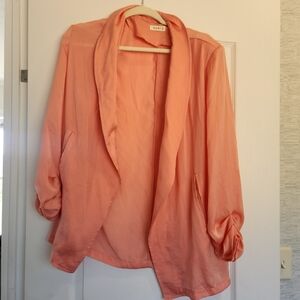 Kori Peach Open Front Blazer Size L Euc